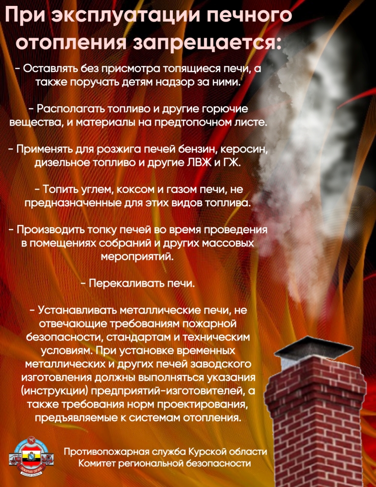 При эксплуатации печного отопления запрещается.