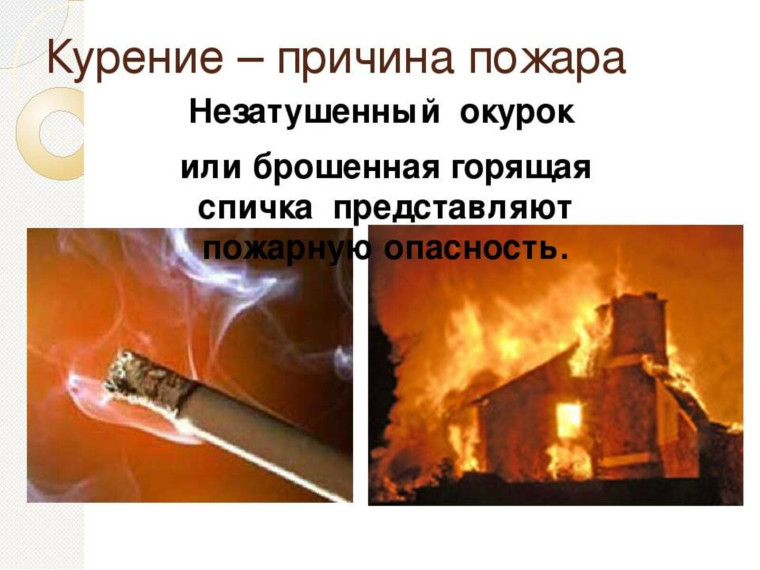 Курение может стать причиной пожара. Курение может стать причиной пожара.